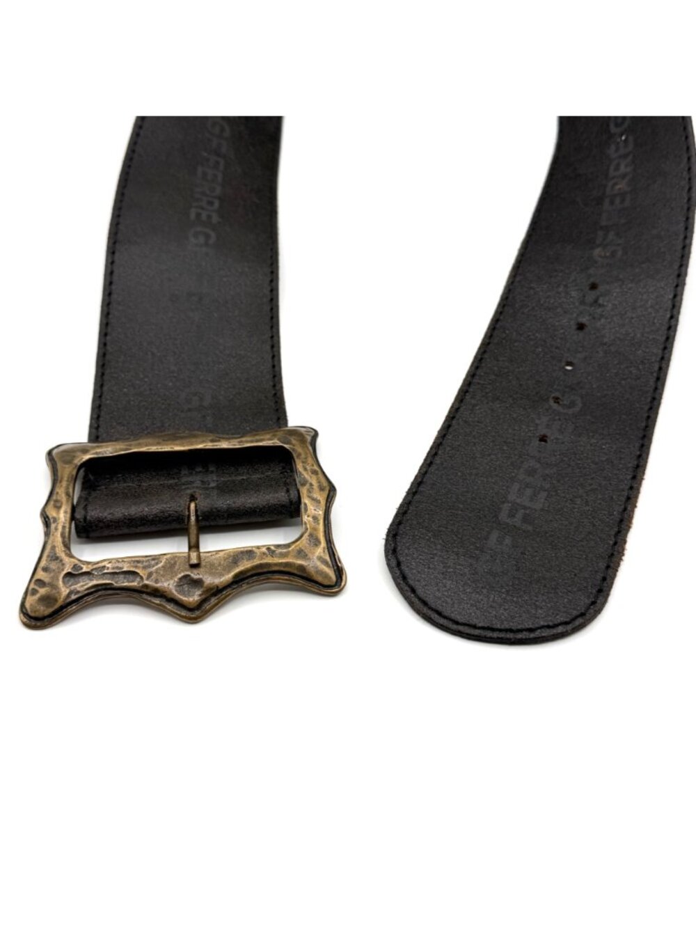 Gianfranco Ferre Italy Black 100% Genuine Leather Wide Waist Belt Size 90 - Picture 3 of 5